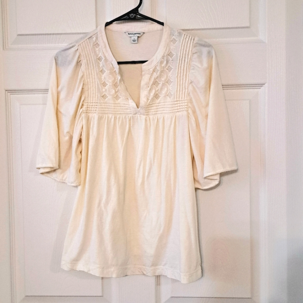 Banana Republic Women's Size Small Cream White Top Boho Blouse